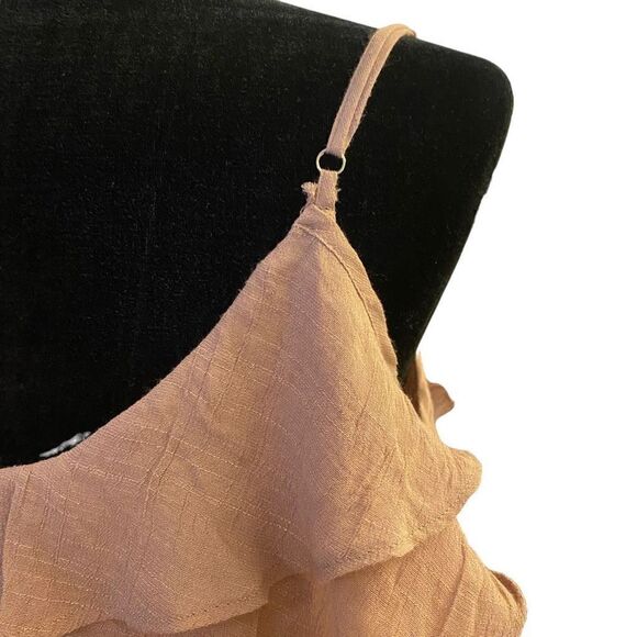 Entro Dark Lilac Soft Beige Sleeveless Ruffle Lace Sheath Dress Sz M - Picture 9 of 12